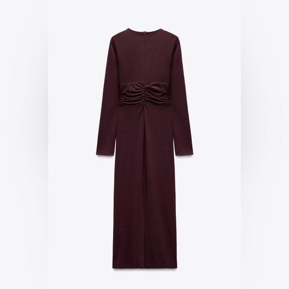 Zara Deep Burgundy Long Sleeve Dress - Picture 4 of 6